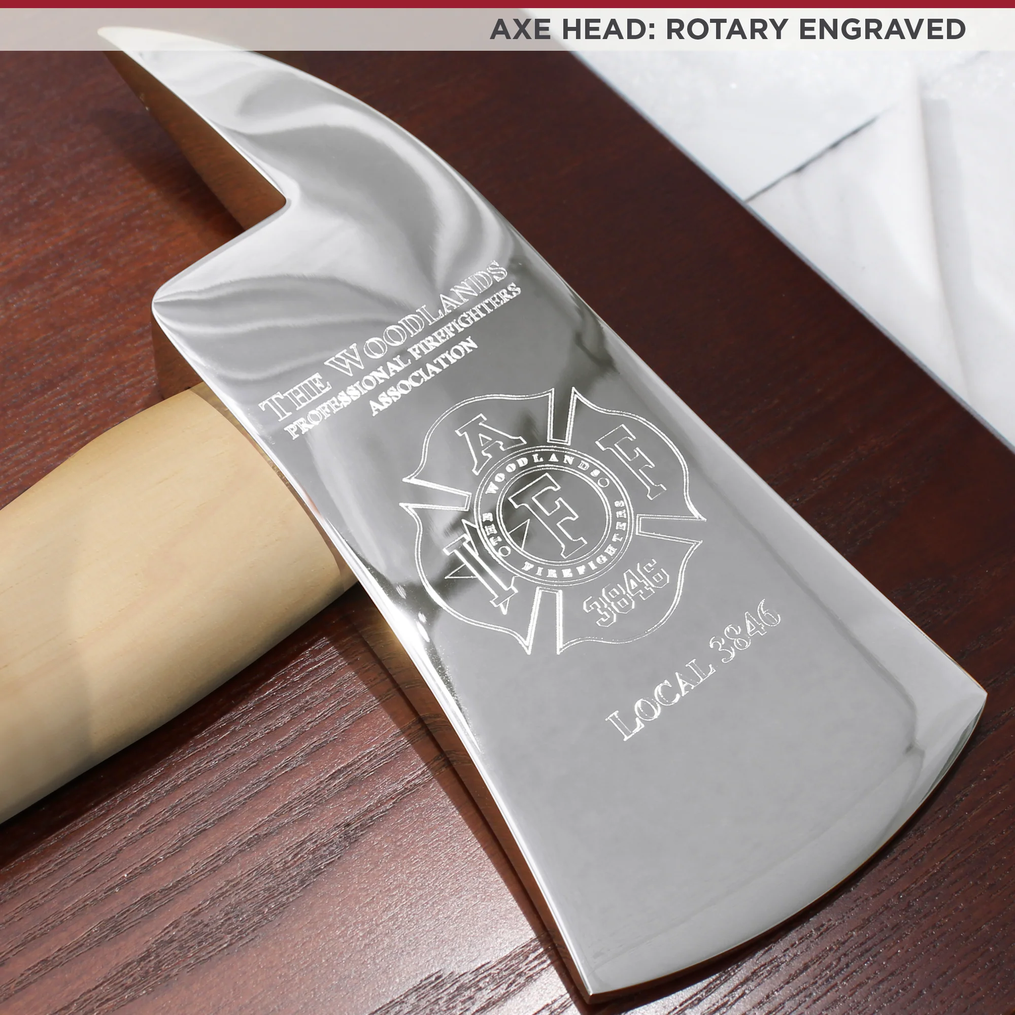 36" Chrome Plated Ceremonial Firefighter Parade Axe - Natural - Image 4
