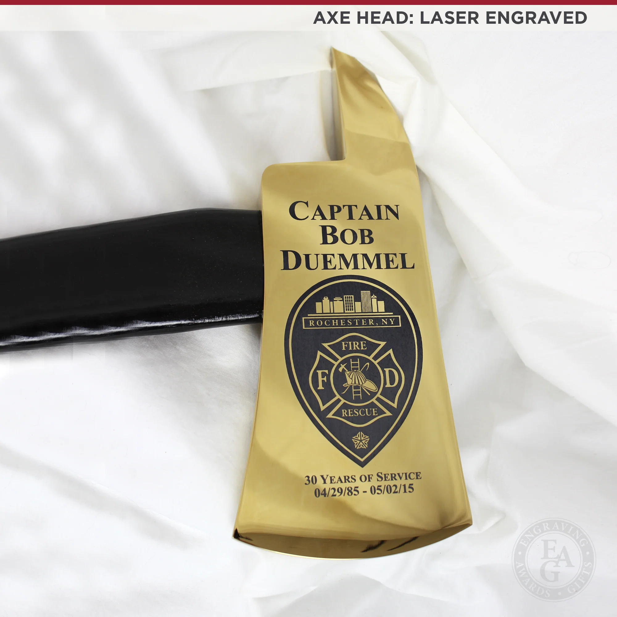 36" Gold Plated Ceremonial Firefighter Parade Axe - Black - Image 3