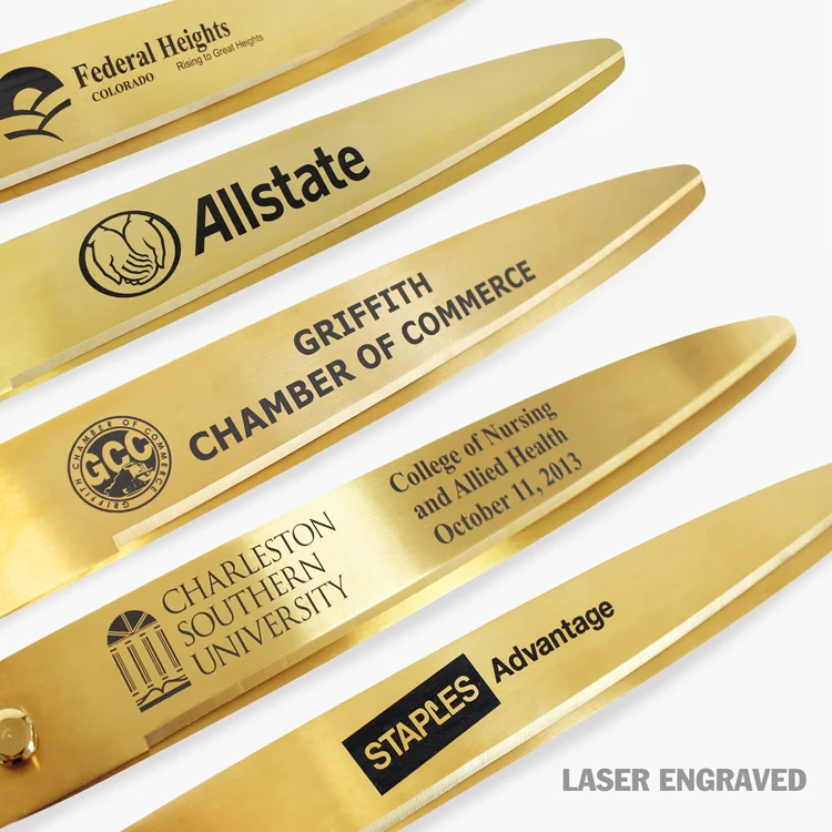 36" Gold Plated Ribbon Cutting Scissors with Gold Blades - Image 6