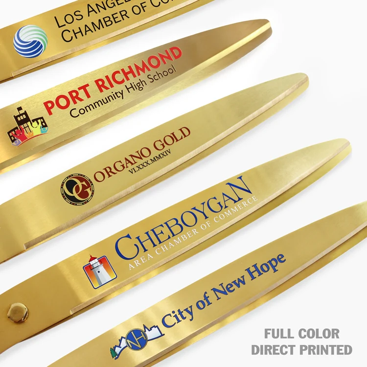36" Gold Plated Ribbon Cutting Scissors with Gold Blades - Image 7