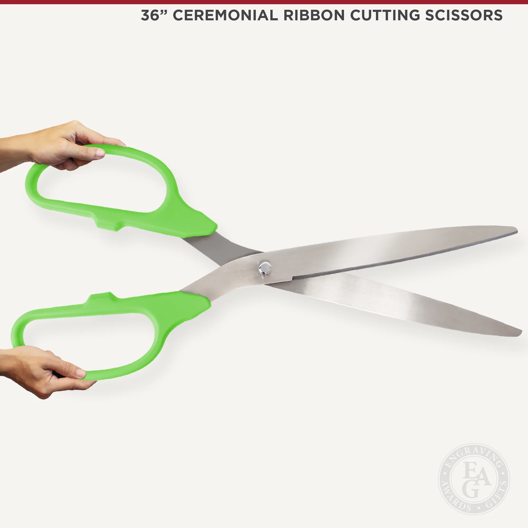 36" Lime Green Ribbon Cutting Scissors with Silver Blades - Image 6