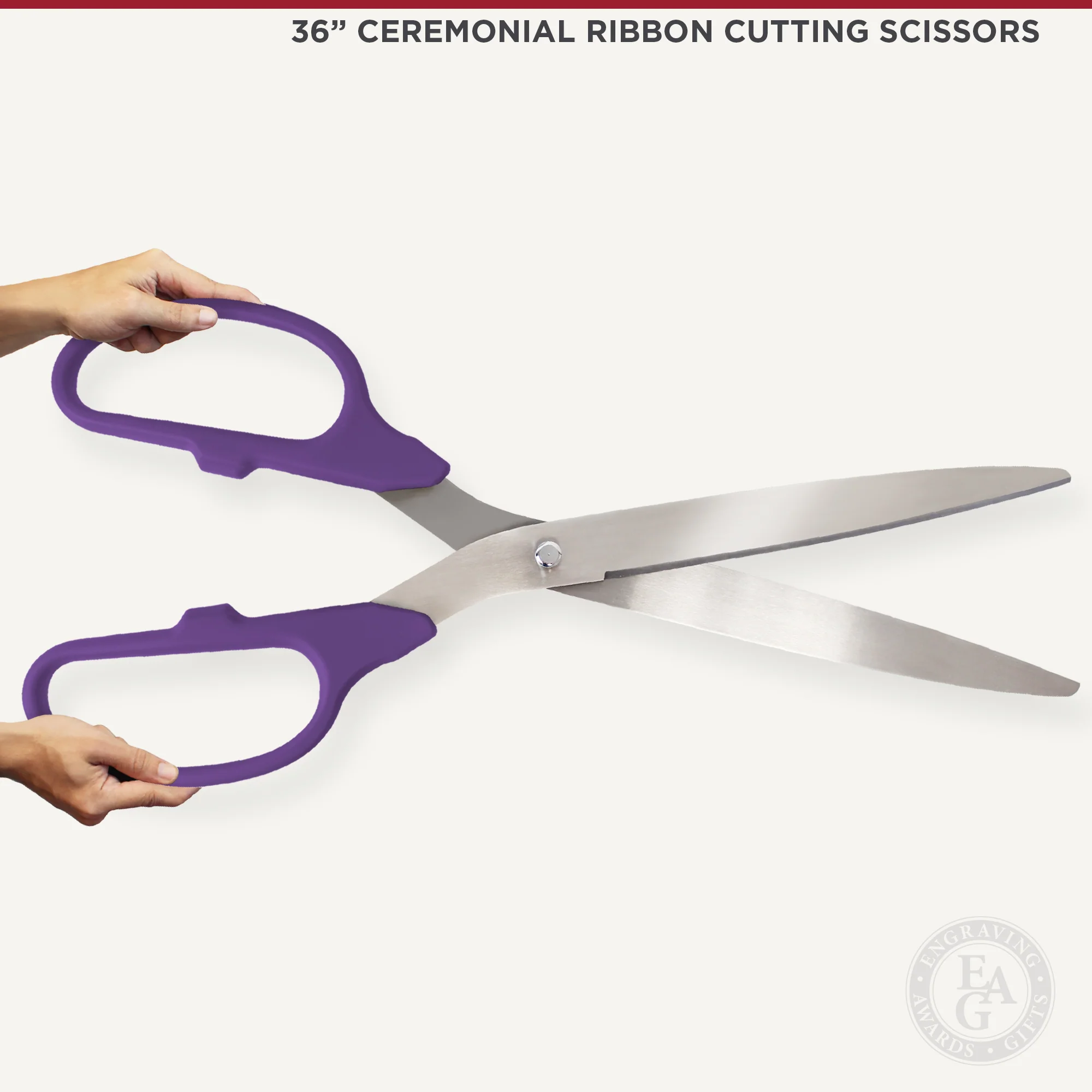36" Purple Ribbon Cutting Scissors with Silver Blades - Image 6