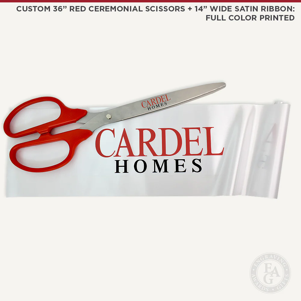 36" Red Ribbon Cutting Scissors with Silver Blades - Image 7