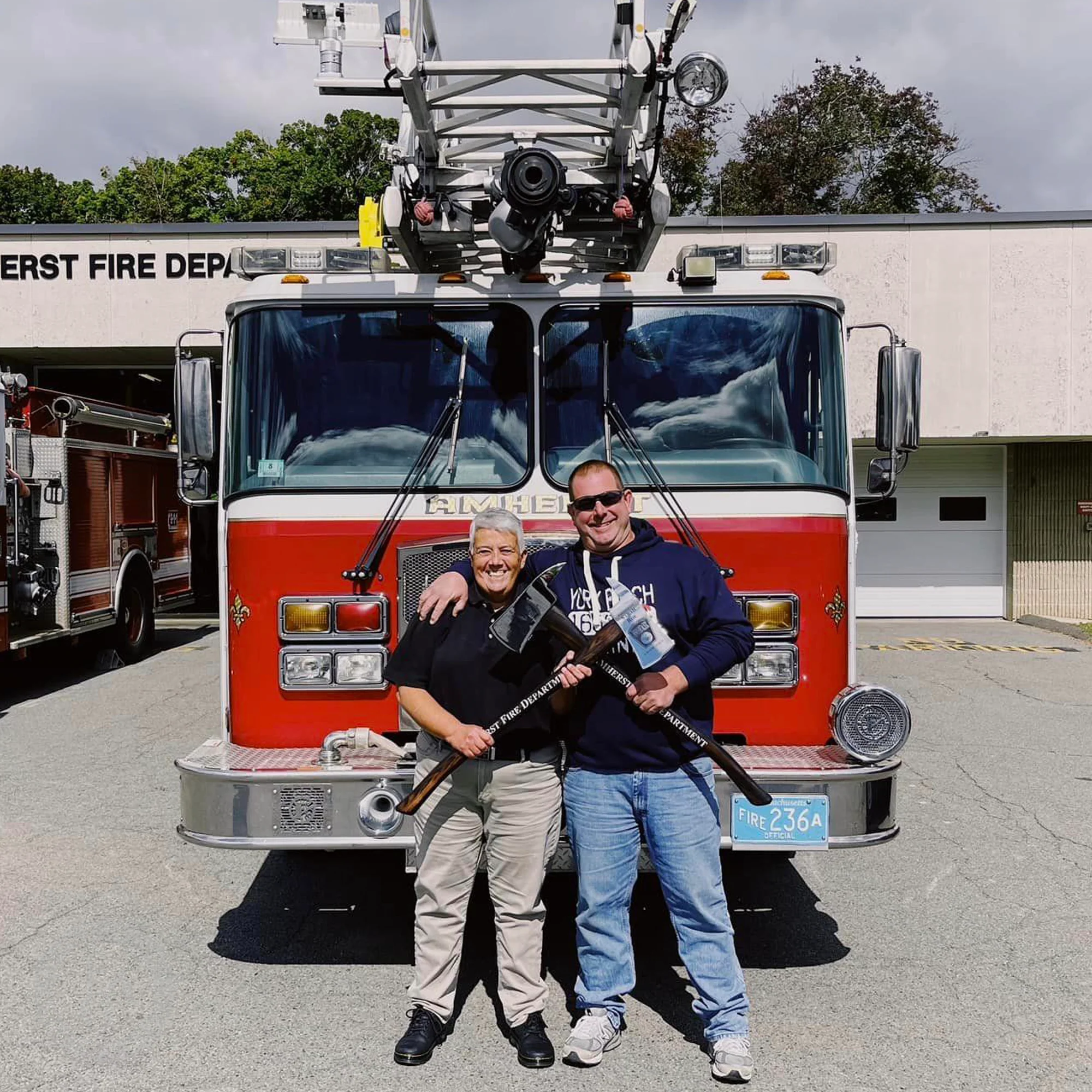 36" Chrome Plated Ceremonial Firefighter Axe - Flamed - Image 13