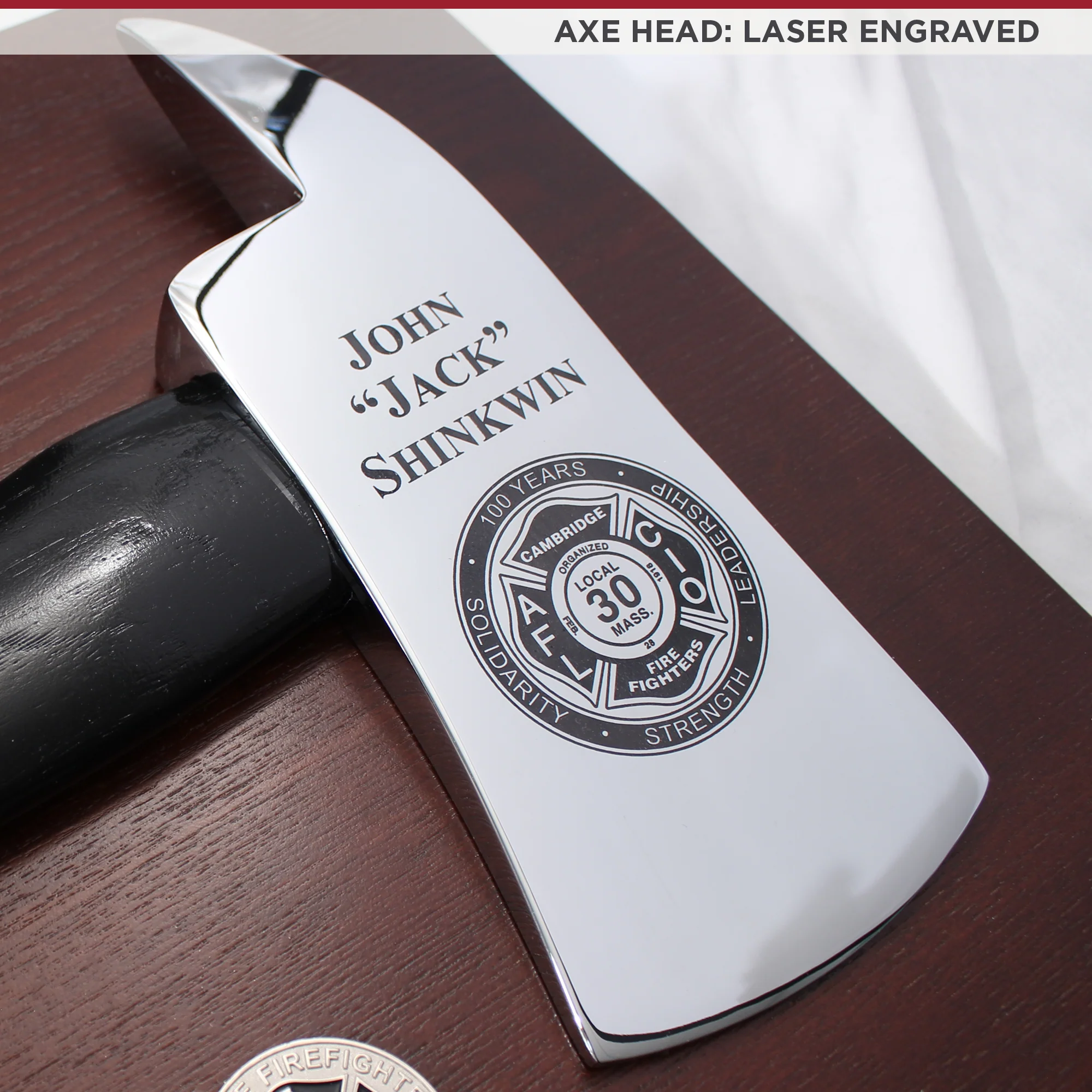 36" Chrome Plated Ceremonial Firefighter Axe - Black - Image 3