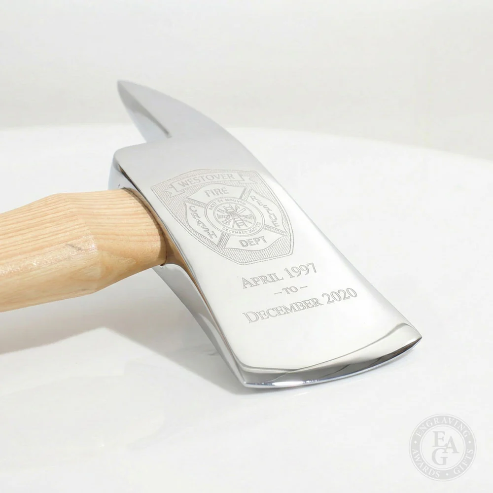 36" Chrome Plated Ceremonial Firefighter Axe - Natural - Image 16