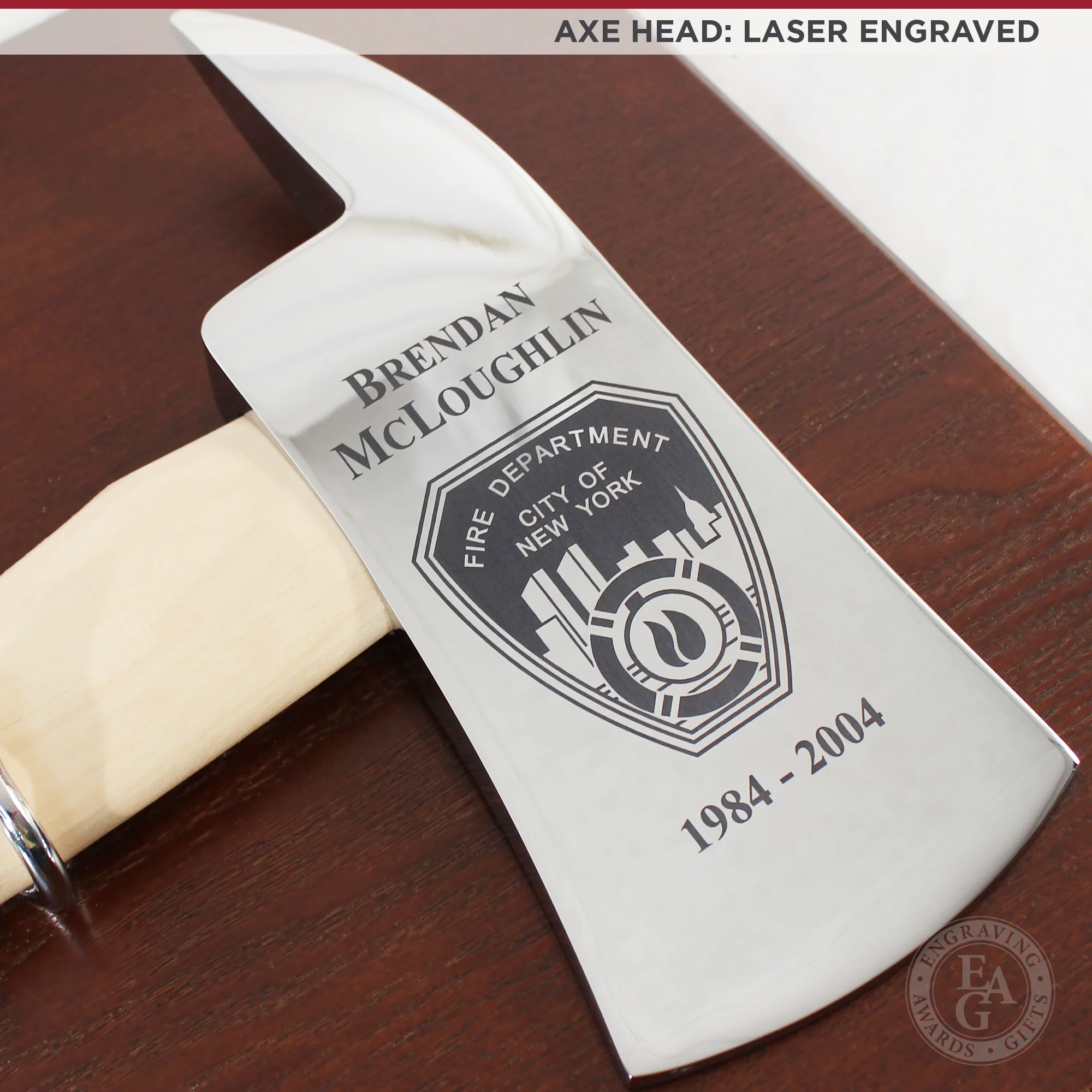 36" Chrome Plated Ceremonial Firefighter Axe - Natural - Image 3