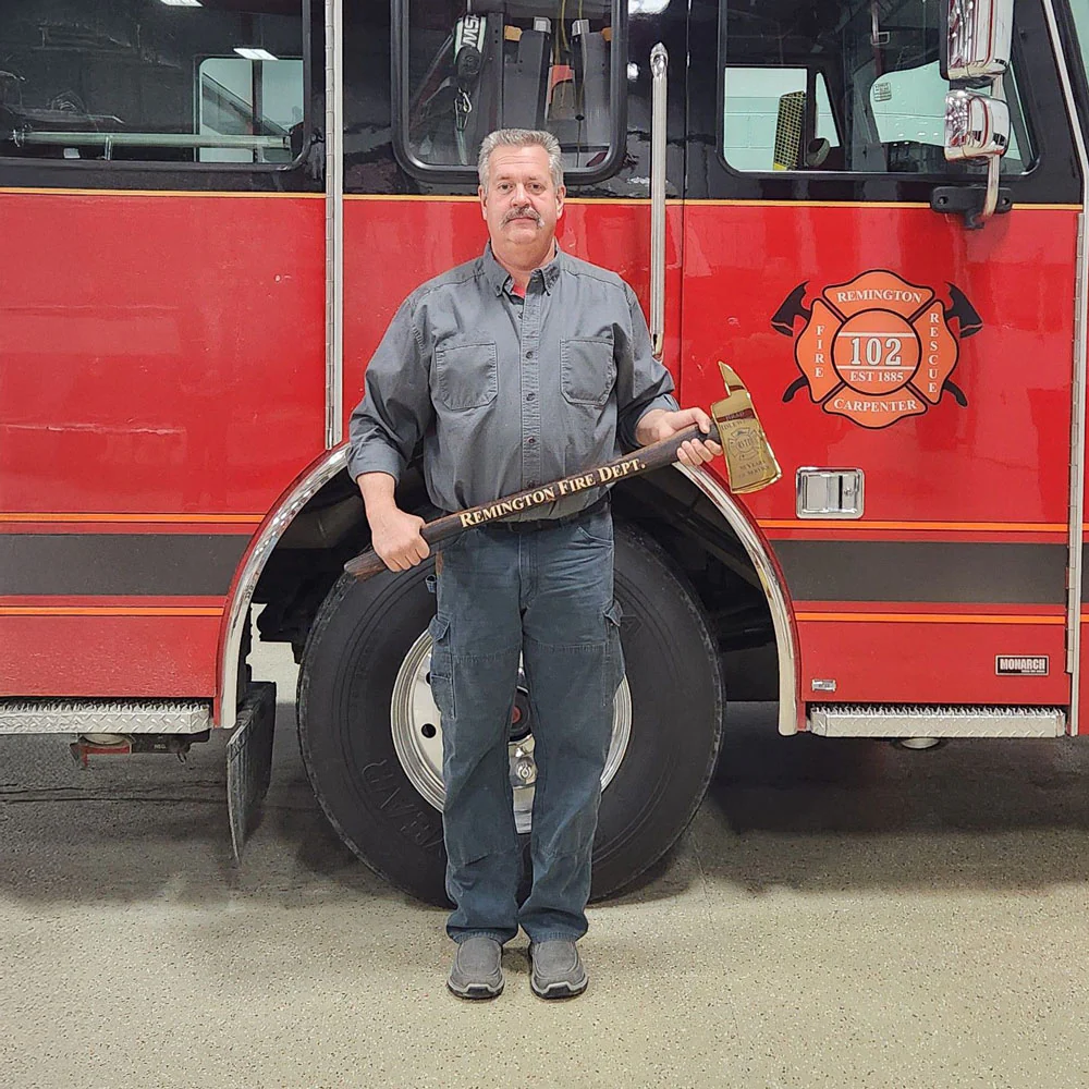 36" Gold Plated Ceremonial Firefighter Axe - Flamed - Image 39