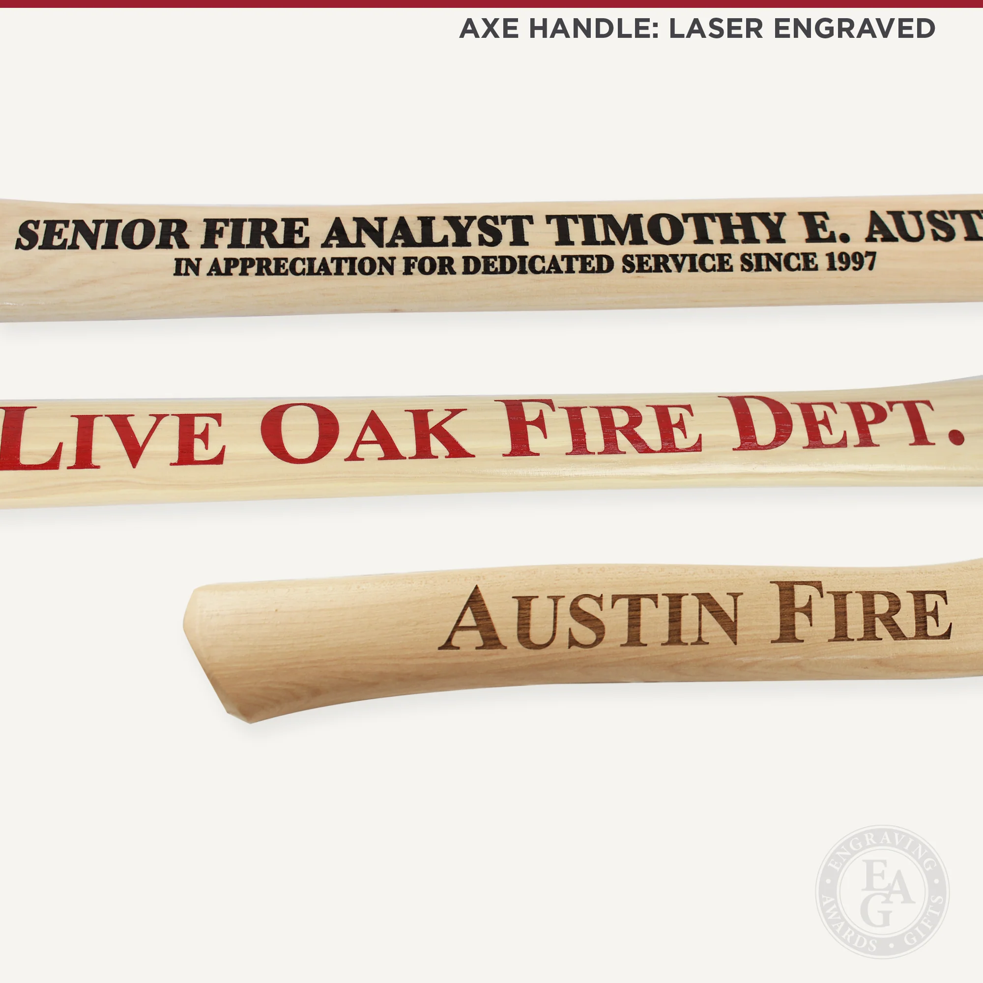 36" Gold Plated Ceremonial Firefighter Axe - Natural - Image 5