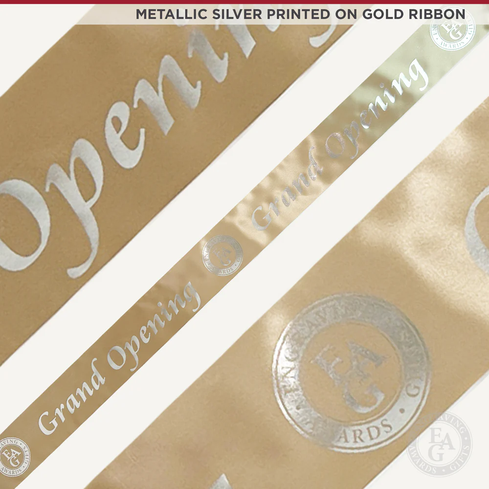 4" Wide Metallic Silver Printed Ribbon - Image 10