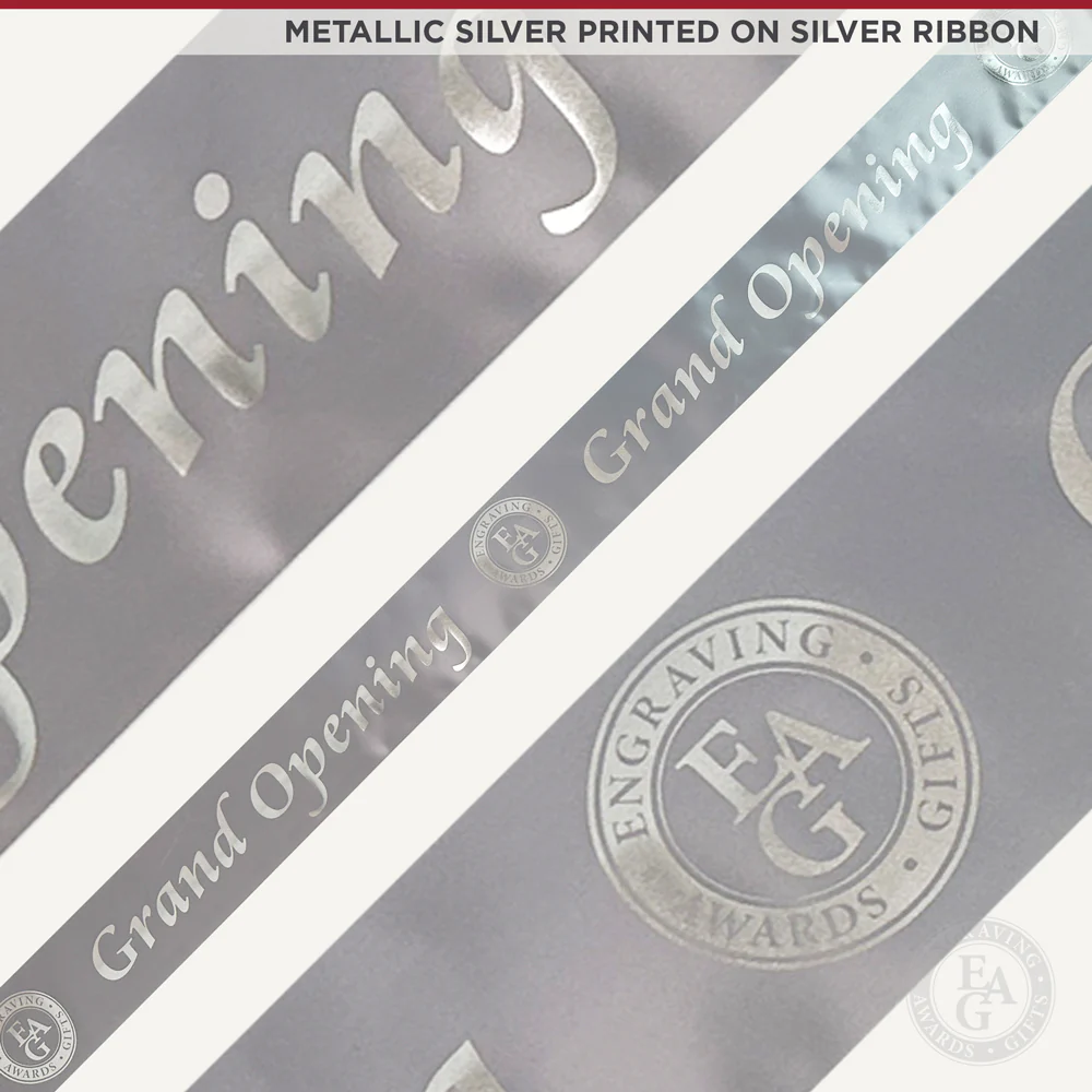 4" Wide Metallic Silver Printed Ribbon - Image 23