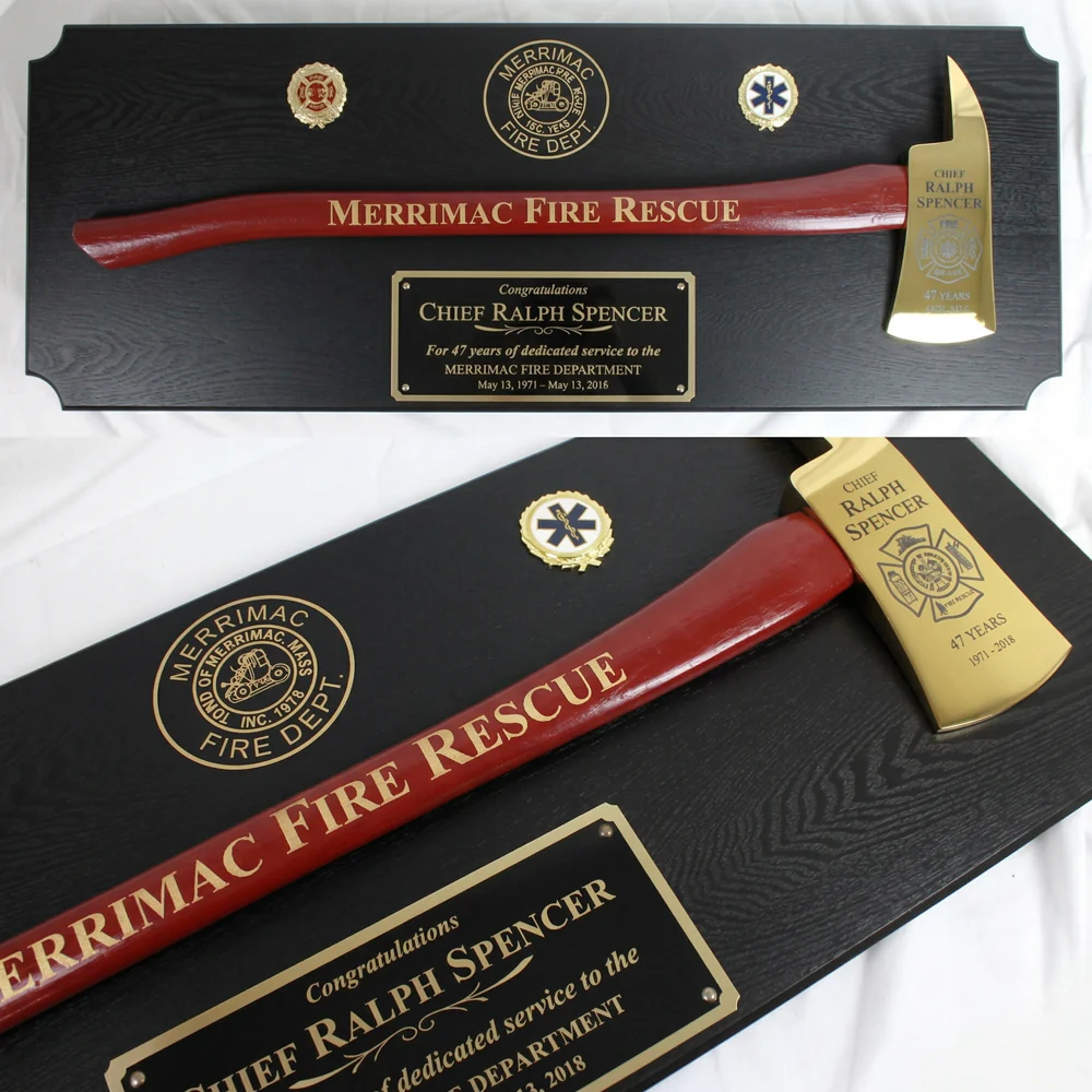 42x16 Black Firefighter Award Plaque - Gold Axe - Image 25