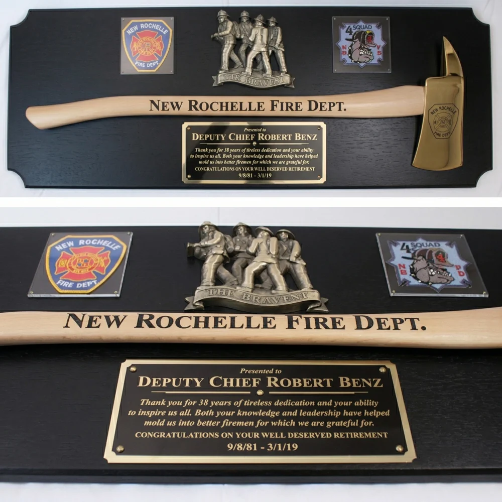 42x16 Black Firefighter Award Plaque - Gold Axe - Image 26