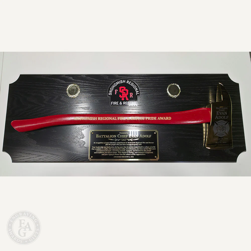 42x16 Black Firefighter Award Plaque - Gold Axe - Image 30