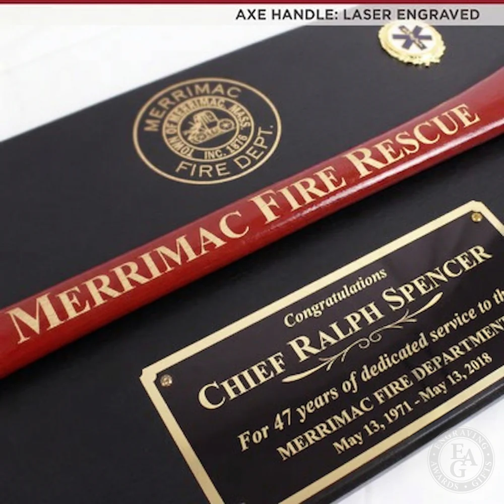 42x16 Black Firefighter Award Plaque - Gold Axe - Image 4