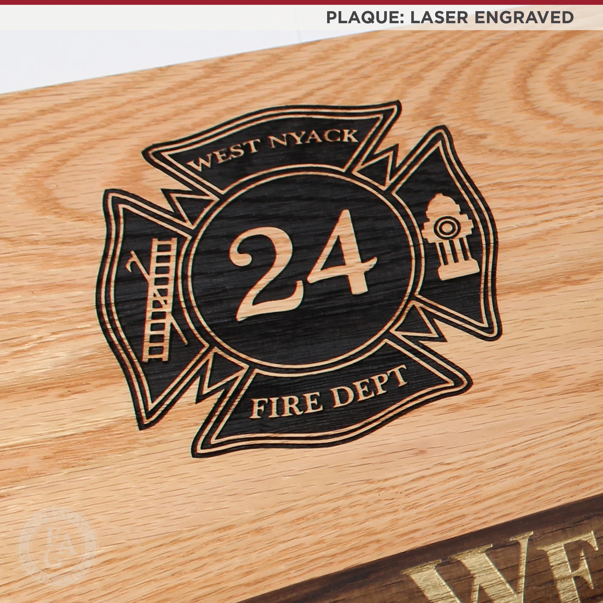 42x16 Oak Firefighter Award Plaque - Gold Axe - Image 16