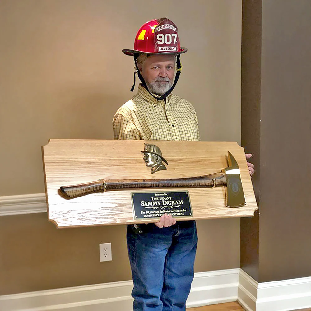 42x16 Oak Firefighter Award Plaque - Gold Axe - Image 30