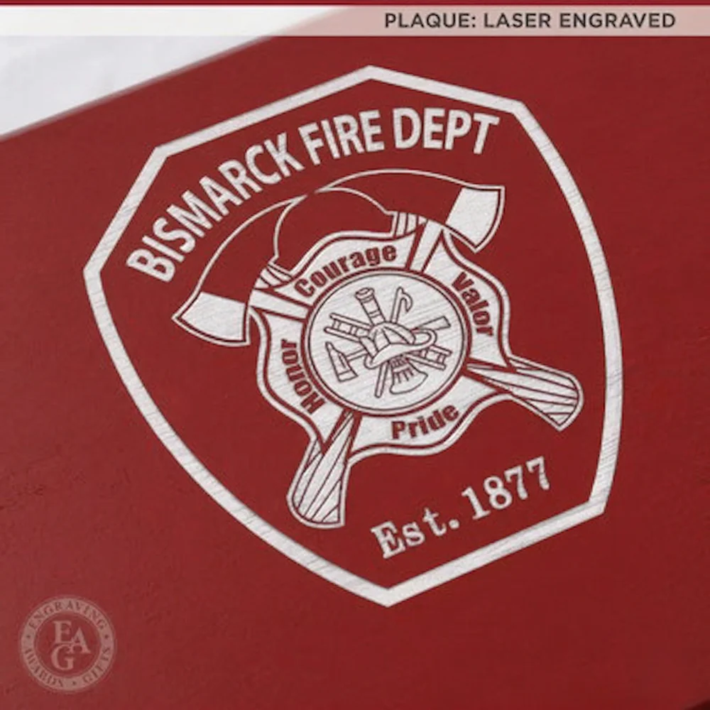 42x16 Red Firefighter Award Plaque - Chrome Axe - Image 16