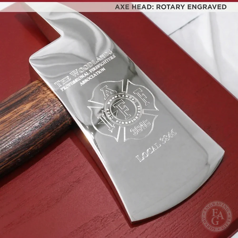 42x16 Red Firefighter Award Plaque - Chrome Axe - Image 3