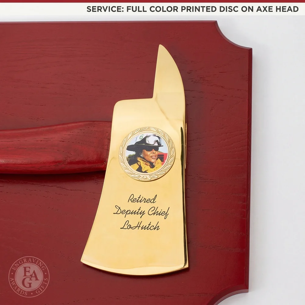42x16 Red Firefighter Award Plaque - Gold Axe - Image 15