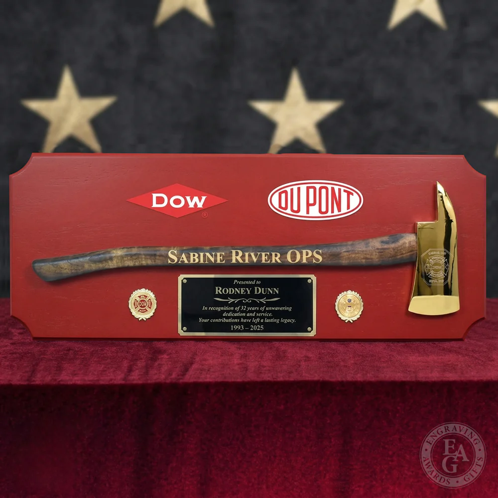 42x16 Red Firefighter Award Plaque - Gold Axe - Image 24