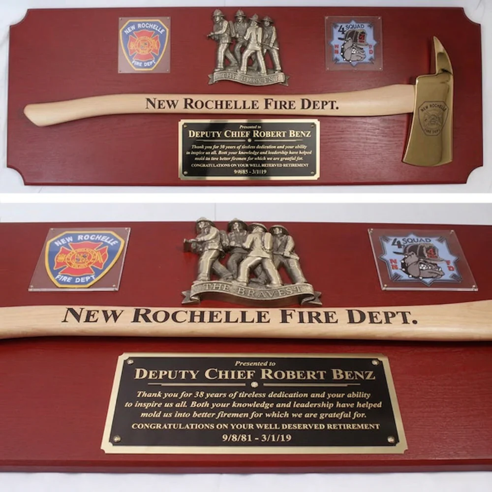 42x16 Red Firefighter Award Plaque - Gold Axe - Image 27