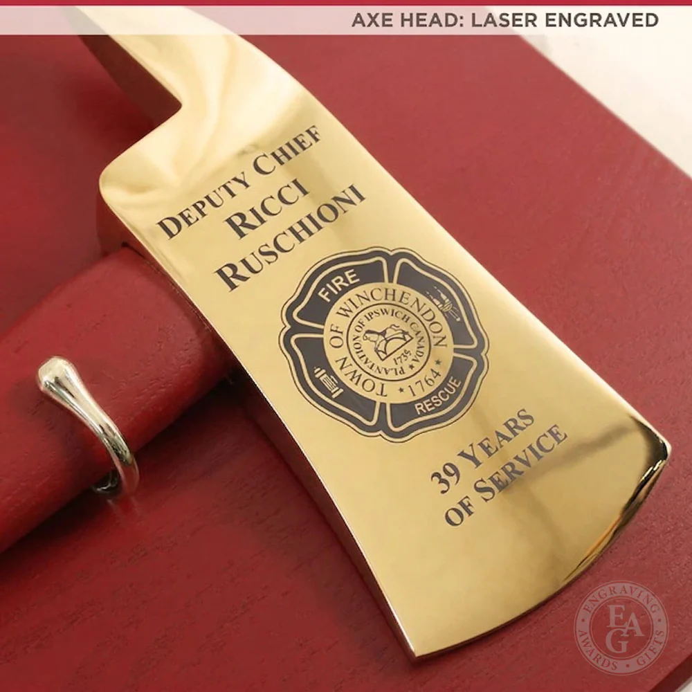 42x16 Red Firefighter Award Plaque - Gold Axe - Image 4