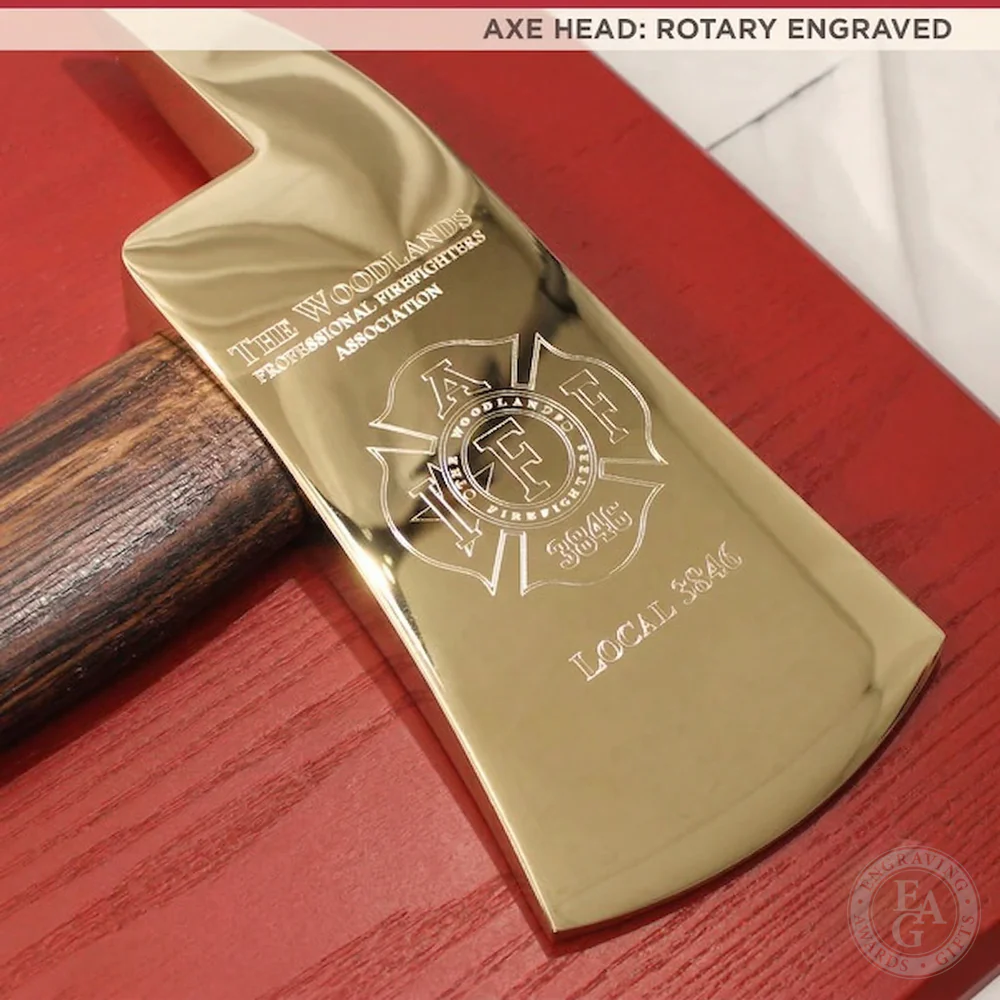 42x16 Red Firefighter Award Plaque - Gold Axe - Image 5