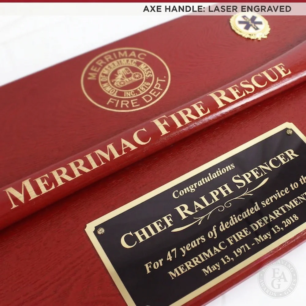 42x16 Red Firefighter Award Plaque - Gold Axe - Image 6