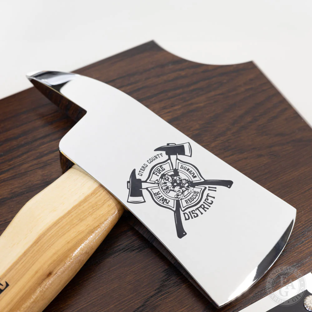 42x16 Walnut Firefighter Award Plaque - Chrome Axe - Image 45
