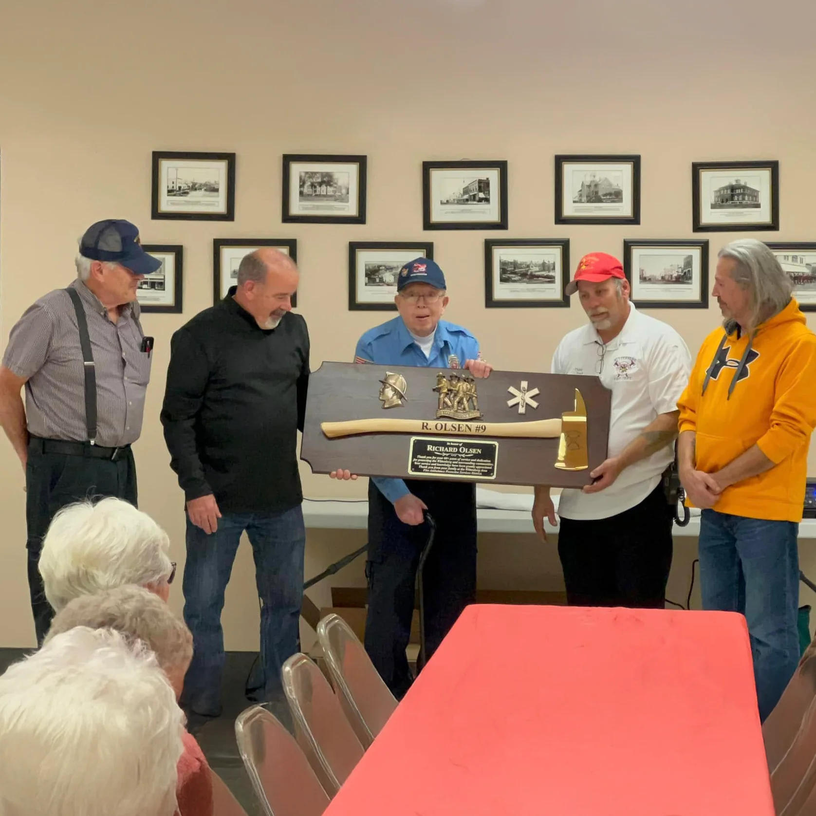 42x16 Walnut Firefighter Award Plaque - Gold Axe - Image 57