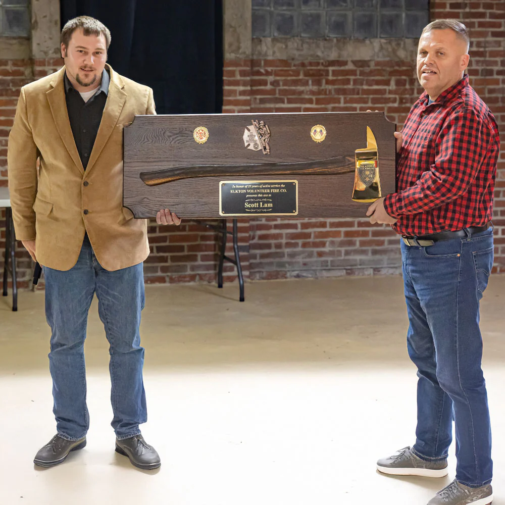 42x16 Walnut Firefighter Award Plaque - Gold Axe - Image 64