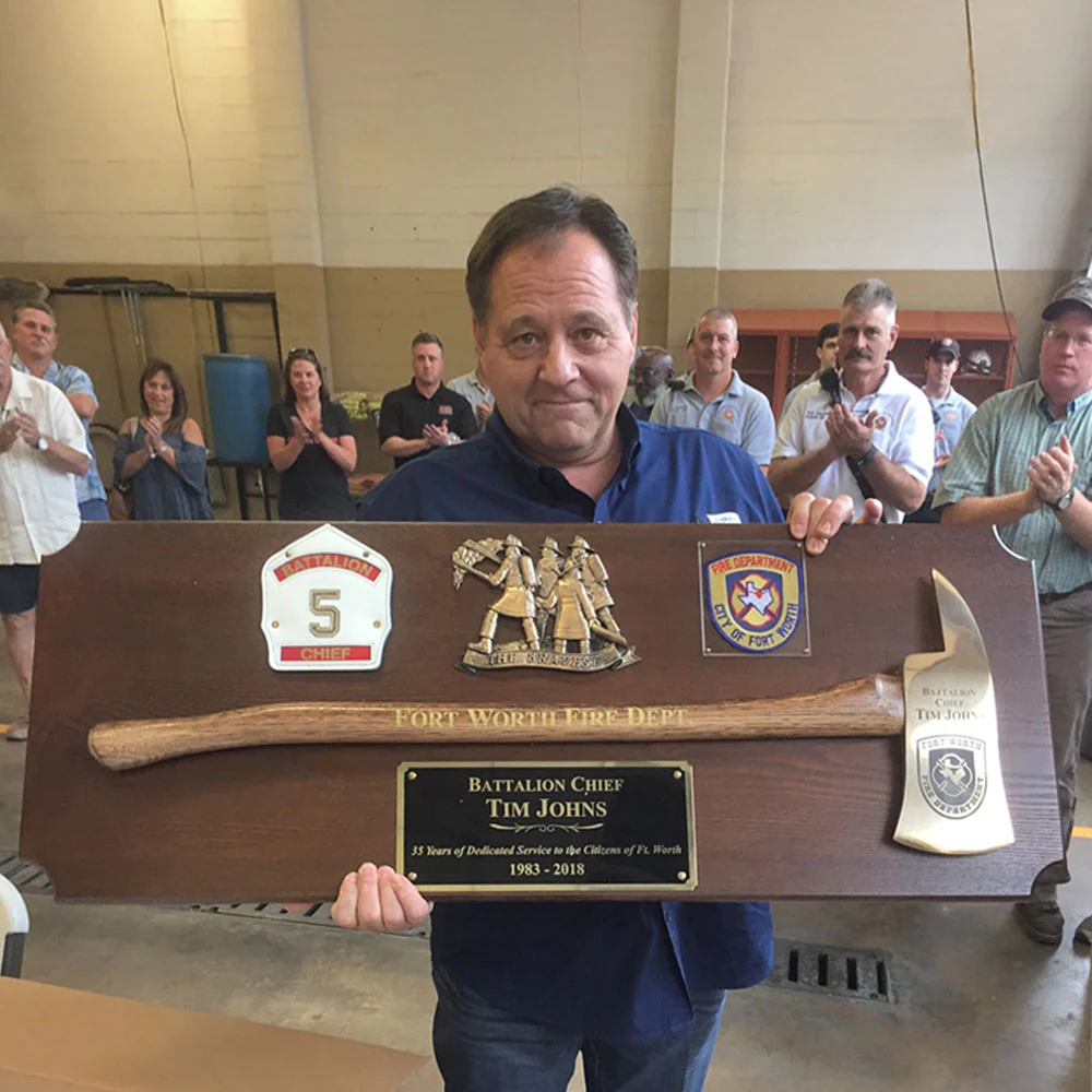 42x16 Walnut Firefighter Award Plaque - Gold Axe - Image 67