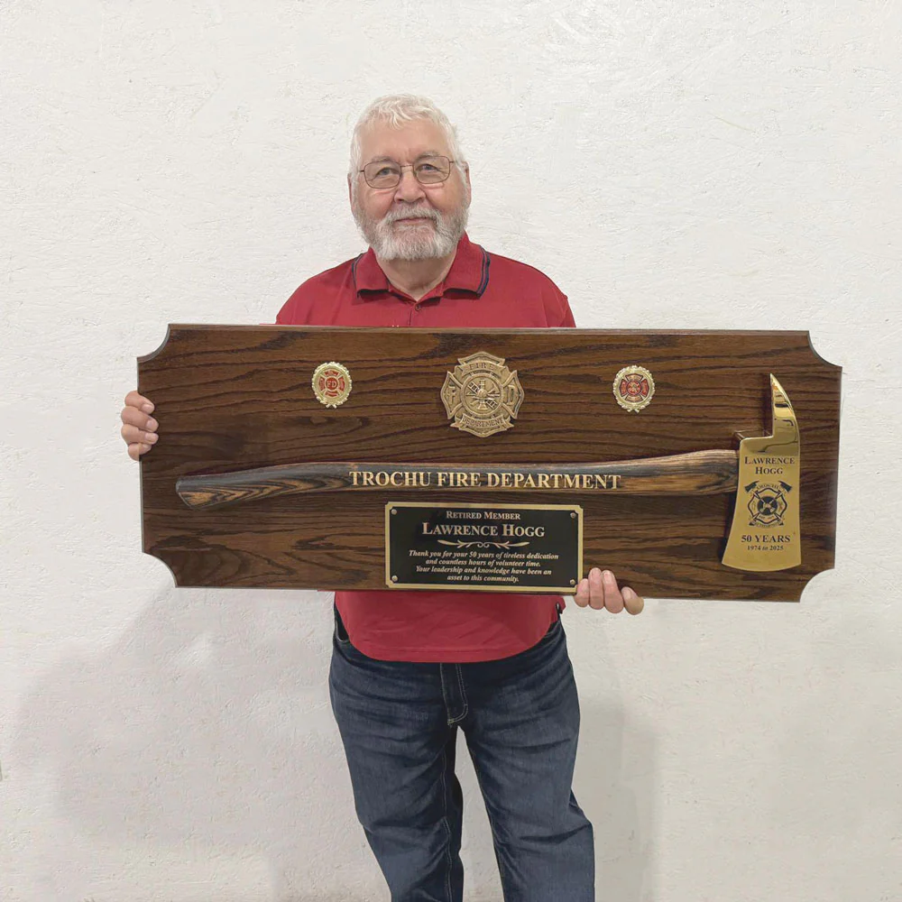 42x16 Walnut Firefighter Award Plaque - Gold Axe - Image 74