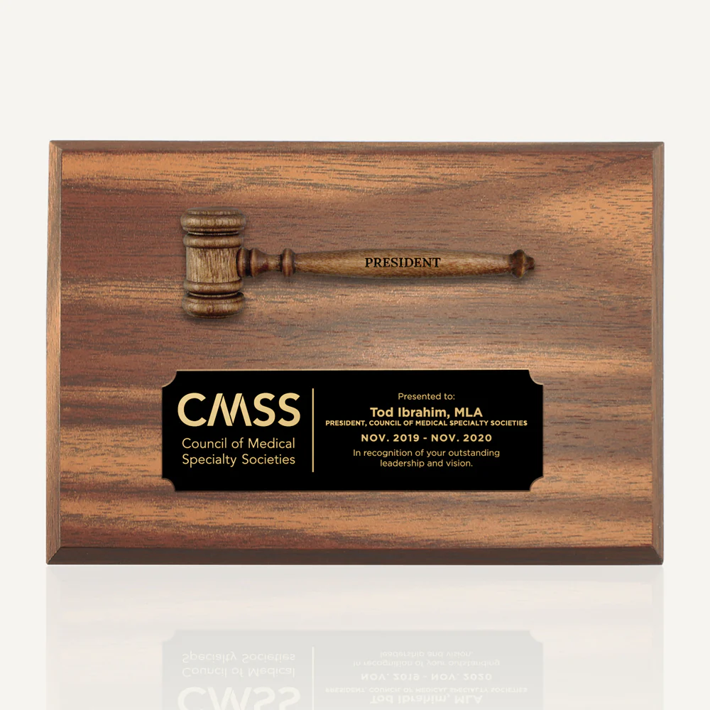 6" x 4" Mini Walnut Finish Gavel Plaque