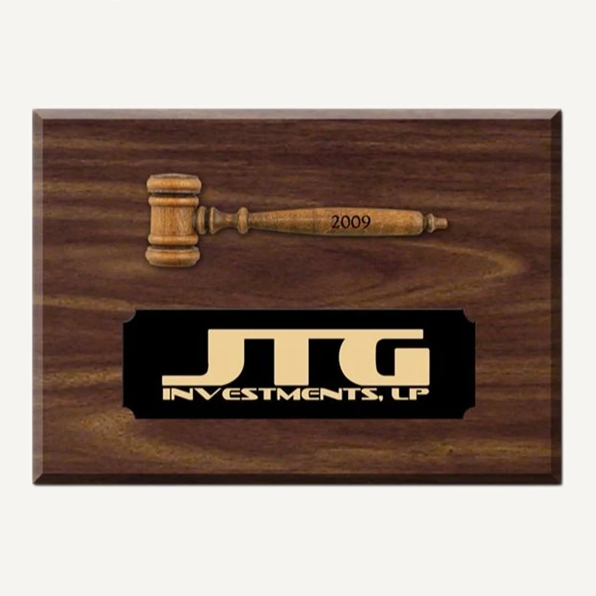 6" x 4" Mini Walnut Finish Gavel Plaque - Image 2