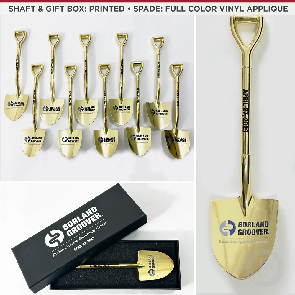 8" Gold Miniature Ceremonial Shovels - Image 3