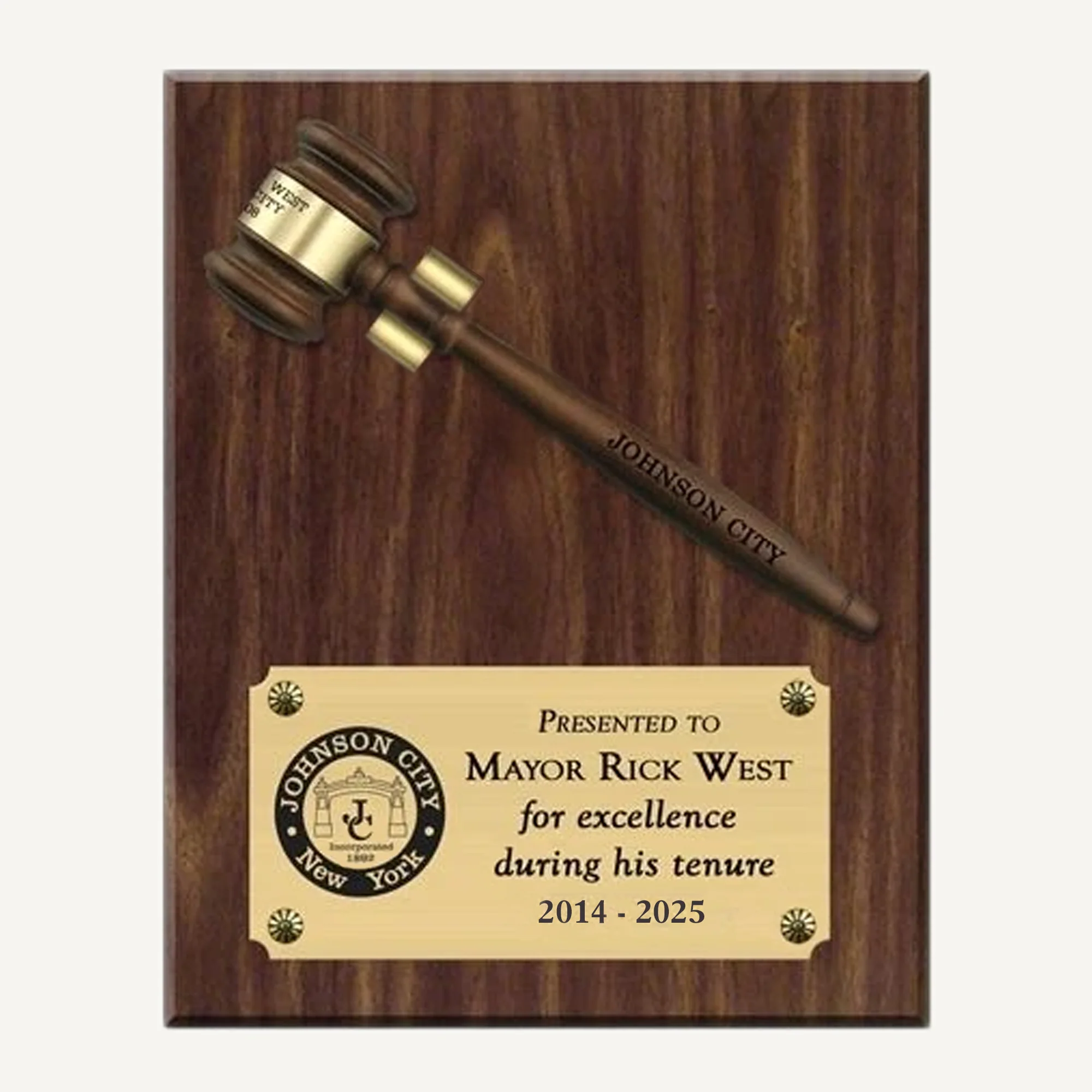 8” x 10” Walnut Finish Gavel Plaque w/ American Walnut Gavel