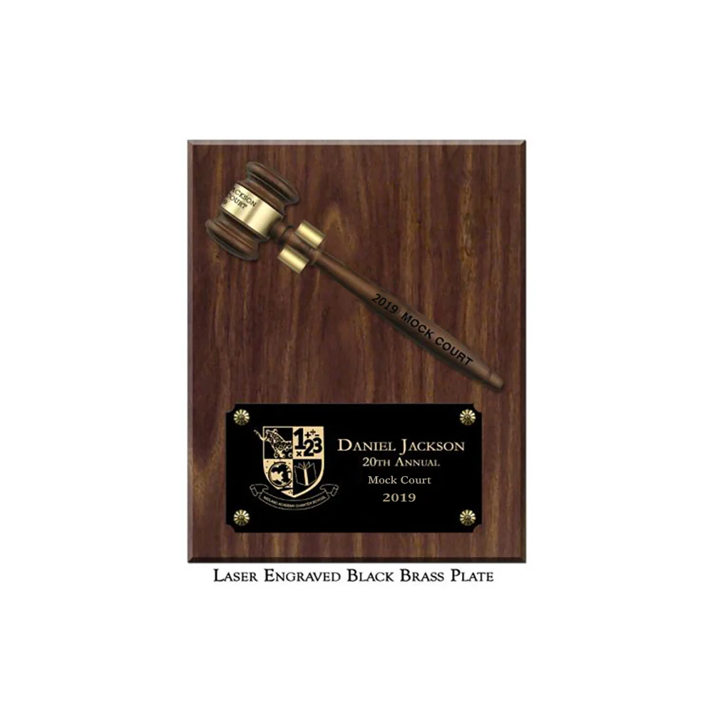 8” x 10” Walnut Finish Gavel Plaque w/ American Walnut Gavel - Image 2