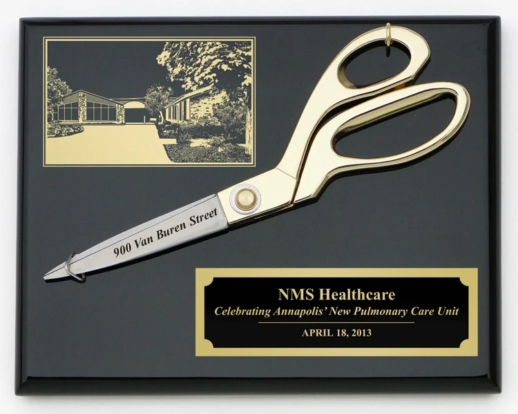 9-1/2" Gold Ceremonial Scissors Plaque - Image 10