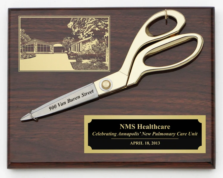 9-1/2" Gold Ceremonial Scissors Plaque - Image 14