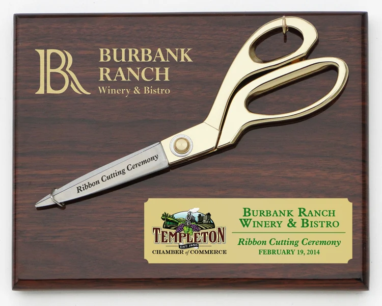 9-1/2" Gold Ceremonial Scissors Plaque - Image 15
