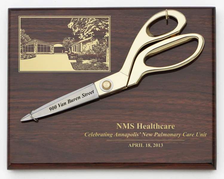 9-1/2" Gold Ceremonial Scissors Plaque - Image 16