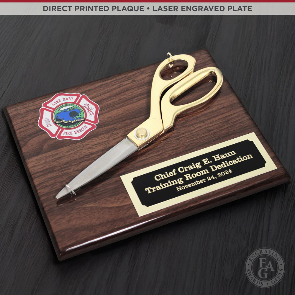 9-1/2" Gold Ceremonial Scissors Plaque - Image 21