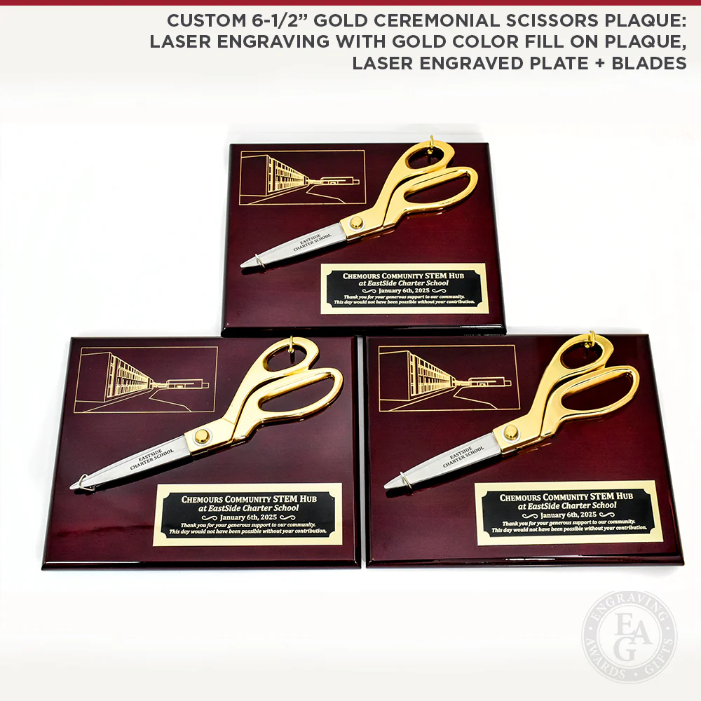 9-1/2" Gold Ceremonial Scissors Plaque - Image 3