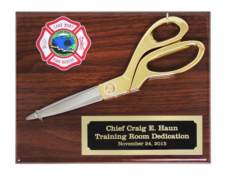 9-1/2" Gold Ceremonial Scissors Plaque - Image 8