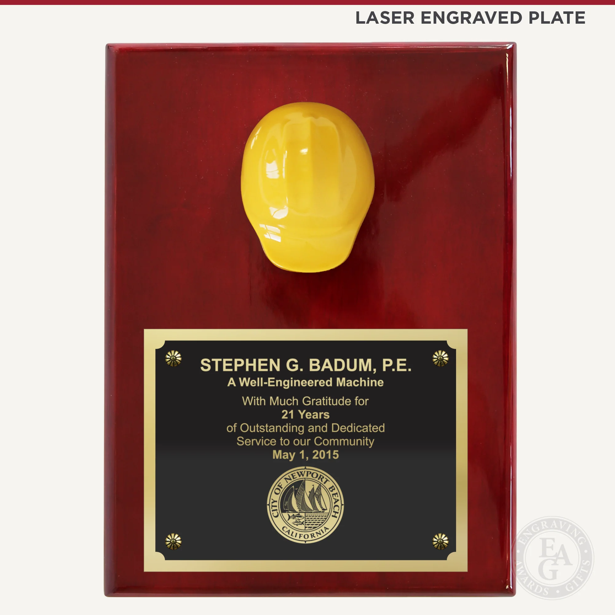 9" x 12" Miniature Hard Hat Plaque - Assorted Color - Image 3