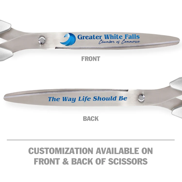 25" Chrome Plated Ribbon Cutting Scissors with Silver Blades - Image 4