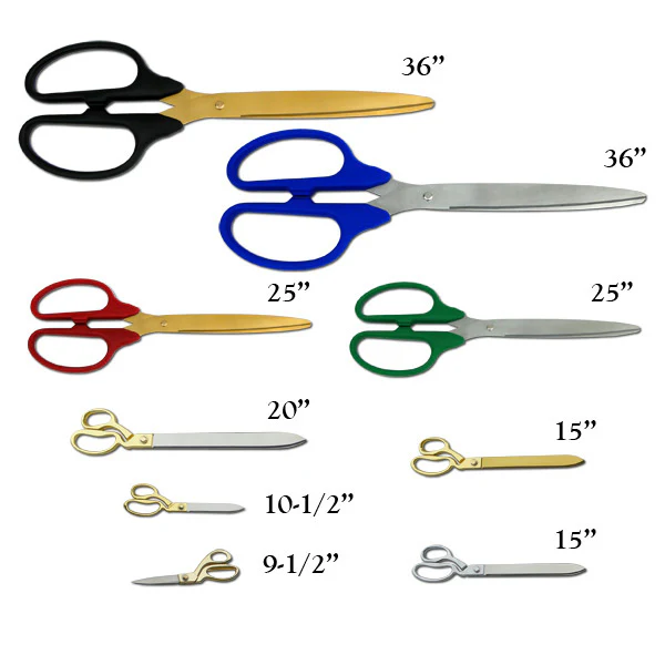 25" Chrome Plated Ribbon Cutting Scissors with Silver Blades - Image 9