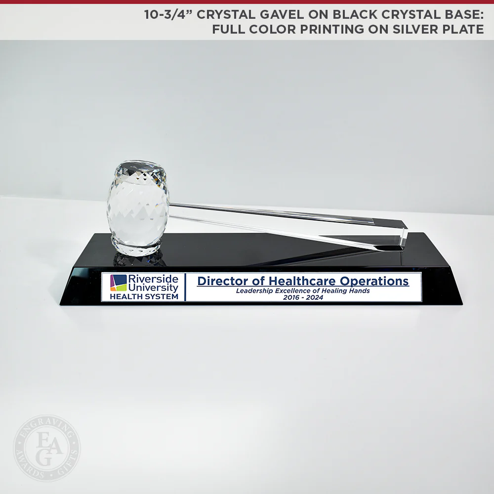 10-3/4" Crystal Gavel on Black Crystal Base - Image 5